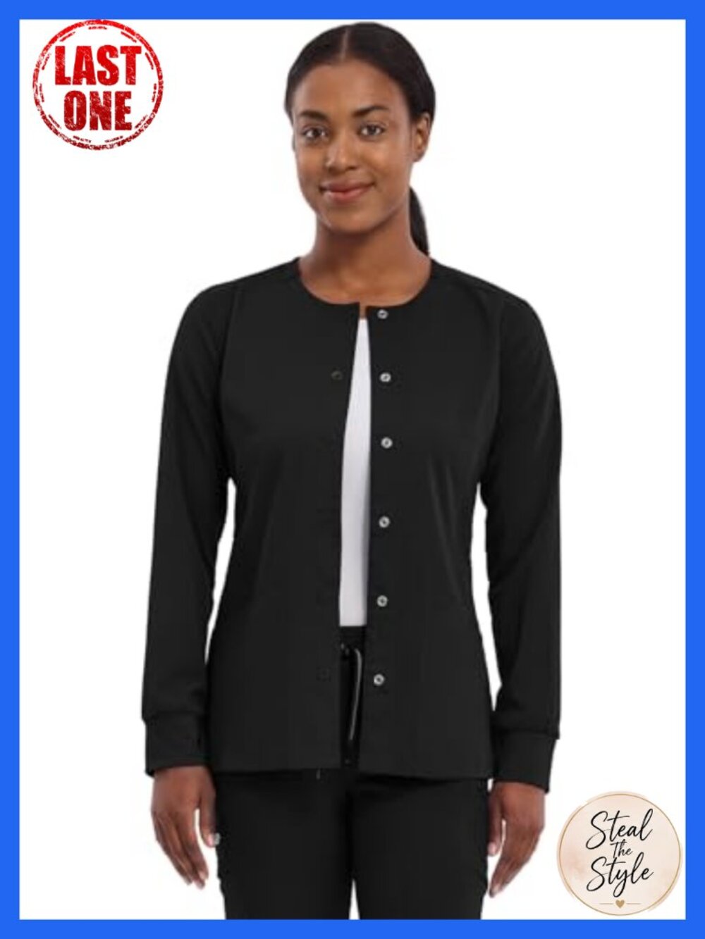 Healing Hands Womens Scrub Jacket Snap Front 2-Way Stretch Medical